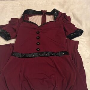 Chic Burgundy Dress with Black Details